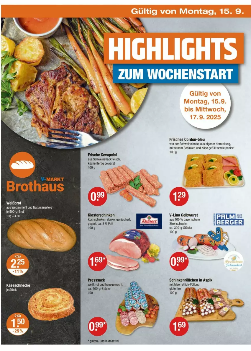 Aktueller Prospekt Vmarkt - Prospekte - von 11.09 bis 17.09.2025 - strona 26 - produkty: auer, brot, cevapcici, eis, fleisch, gewürz, hackfleisch, Käse, Käseschnecke, kochschinken, küche, Küchen, mac, meerrettich, mehl, natur, presssack, Rettich, sac, schinken, schwein, schweine, Schweinehackfleisch, Ti, wein, weine, weizenmehl, wurst