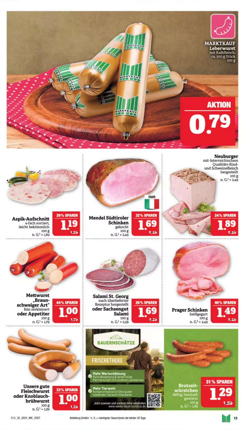 Aktueller Prospekt Marktkauf - Prospekt - von 25.08 bis 31.08.2024 - strona 13 - produkty: auer, aufschnitt, Bau, Bauer, Brühwurst, eis, fleisch, fleischwurst, Kalbfleisch, knoblauch, mit kalbfleisch, reis, rezept, rind, sac, salami, schinken, schwein, schweine, schweinefleisch, südtiroler, Ti, wein, weine, wurst, Yo, ZTE