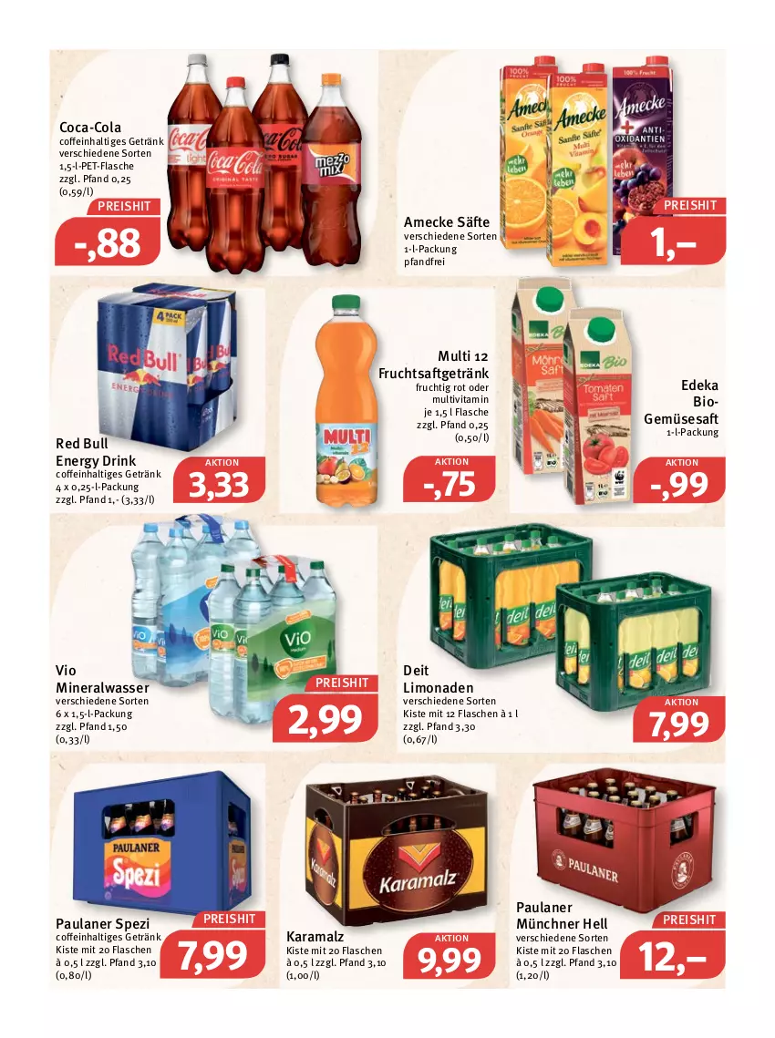 Aktueller Prospekt Feneberg - Prospekte - von 07.01 bis 08.01.2022 - strona 15 - produkty: Alwa, amecke, bio, coca-cola, coffein, cola, deit, deka, drink, edeka bio, eis, energy drink, flasche, frucht, fruchtsaft, fruchtsaftgetränk, getränk, karamalz, limo, limonade, limonaden, malz, mineralwasser, Paula, paulaner, pet-flasche, rama, red bull, reis, saft, säfte, Spezi, Ti, vita, wasser