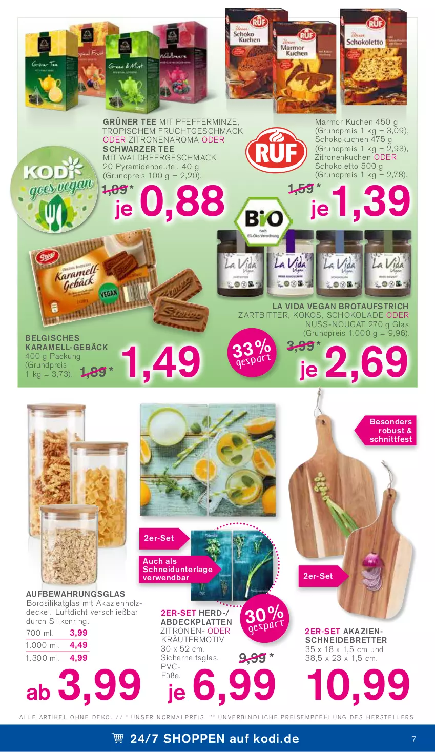 Aktueller Prospekt Kodi - Prospekte - von 23.04 bis 28.04.2022 - strona 7 - produkty: aufstrich, beutel, brot, brotaufstrich, decke, Deckel, eis, elle, frucht, grüner tee, Holz, kokos, kuchen, latte, LG, mac, minze, nuss, pfeffer, pfefferminze, reis, ring, rwe, schneidebrett, schoko, schokolade, schwarzer tee, tee, teller, Ti, zitrone, zitronen