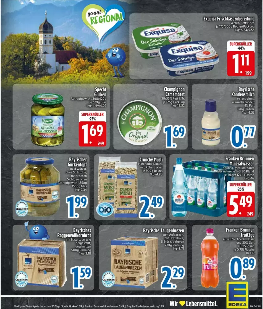 Aktueller Prospekt Edeka - Prospekte - von 09.06 bis 14.06.2025 - strona 11 - produkty: Alwa, auer, camembert, eier, exquisa, exquisa frischkäse, flasche, frischkäse, frischkäsezubereitung, gewürz, hafer, Käse, lebensmittel, mineralwasser, natur, saft, Ti, wasser