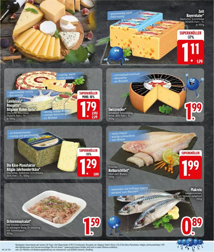 Aktueller Prospekt Edeka - Prospekte - von 09.06 bis 14.06.2025 - strona 16 - produkty: Abtei, ACC, deka, Faktu, halbfester schnittkäse, K2, Käse, LG, rouge, rougette, salat, schnittkäse, schweizer schnittkäse, Ti, torte, zwiebel, zwiebeln