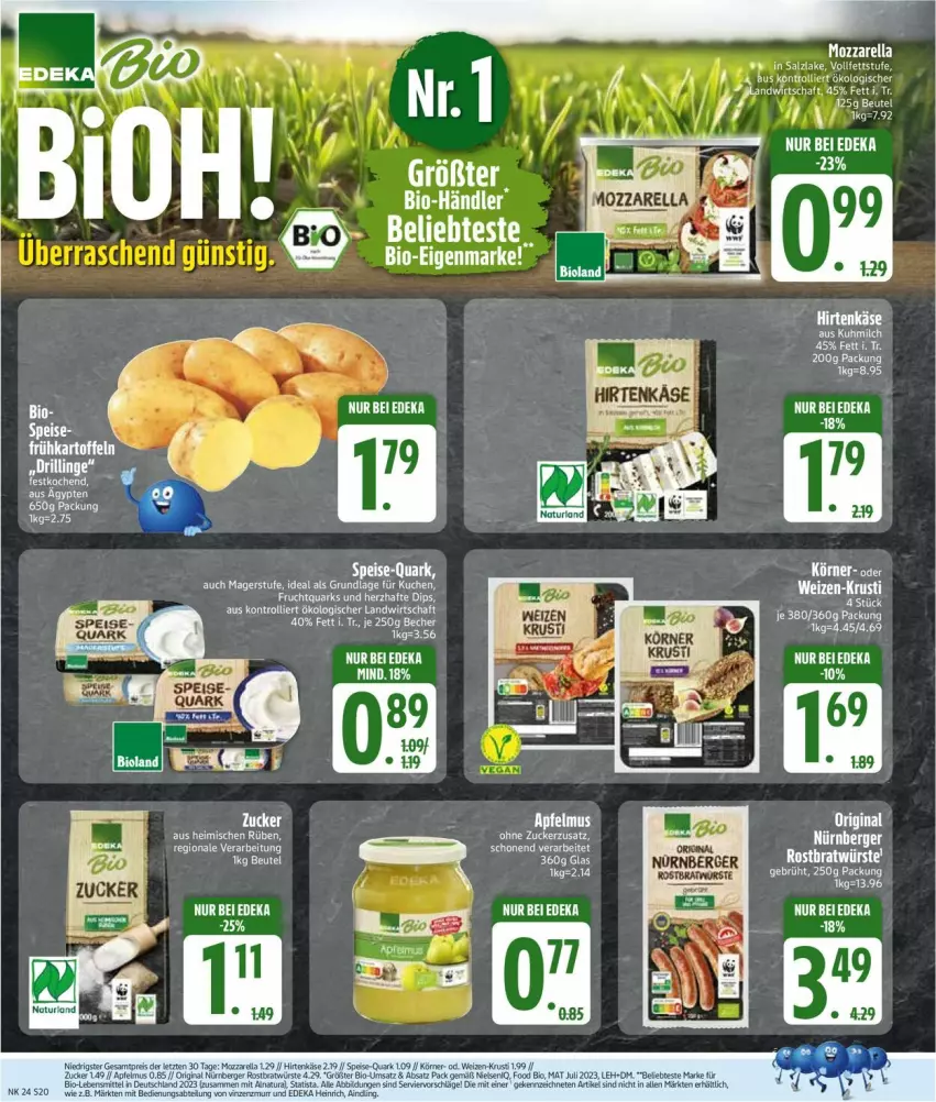 Aktueller Prospekt Edeka - Prospekte - von 09.06 bis 14.06.2025 - strona 20 - produkty: Bau, Becher, bio, deka, Frühkartoffeln, gin, kartoffel, kartoffeln, LG, mozzarella, quark, rel, salz, tee, Ti