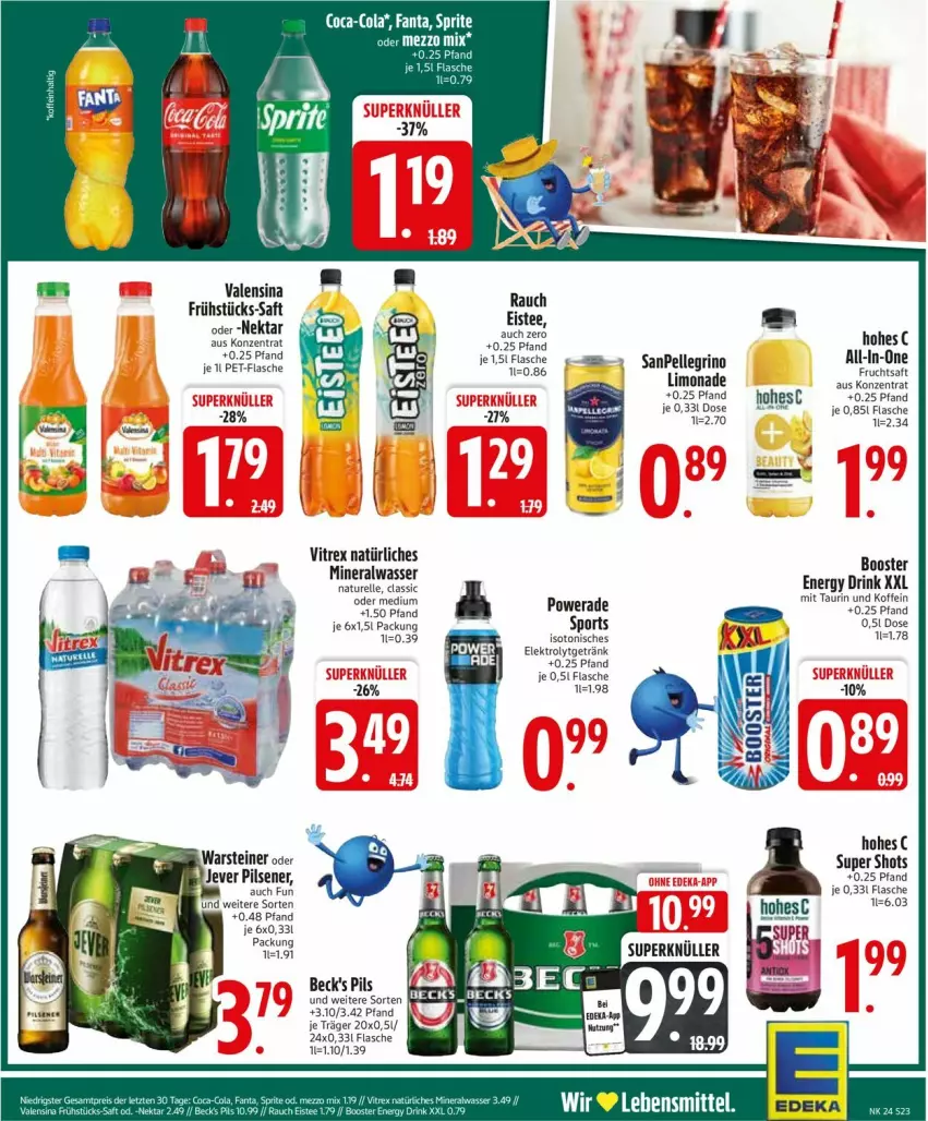Aktueller Prospekt Edeka - Prospekte - von 09.06 bis 14.06.2025 - strona 23 - produkty: Alwa, beck's, deka, drink, eis, eistee, Elektro, elle, flasche, getränk, Hohes C, limo, limonade, mineralwasser, natur, Nektar, nero, pet-flasche, pils, Rauch, rel, saft, Sport, tee, valensina, vitrex, wasser