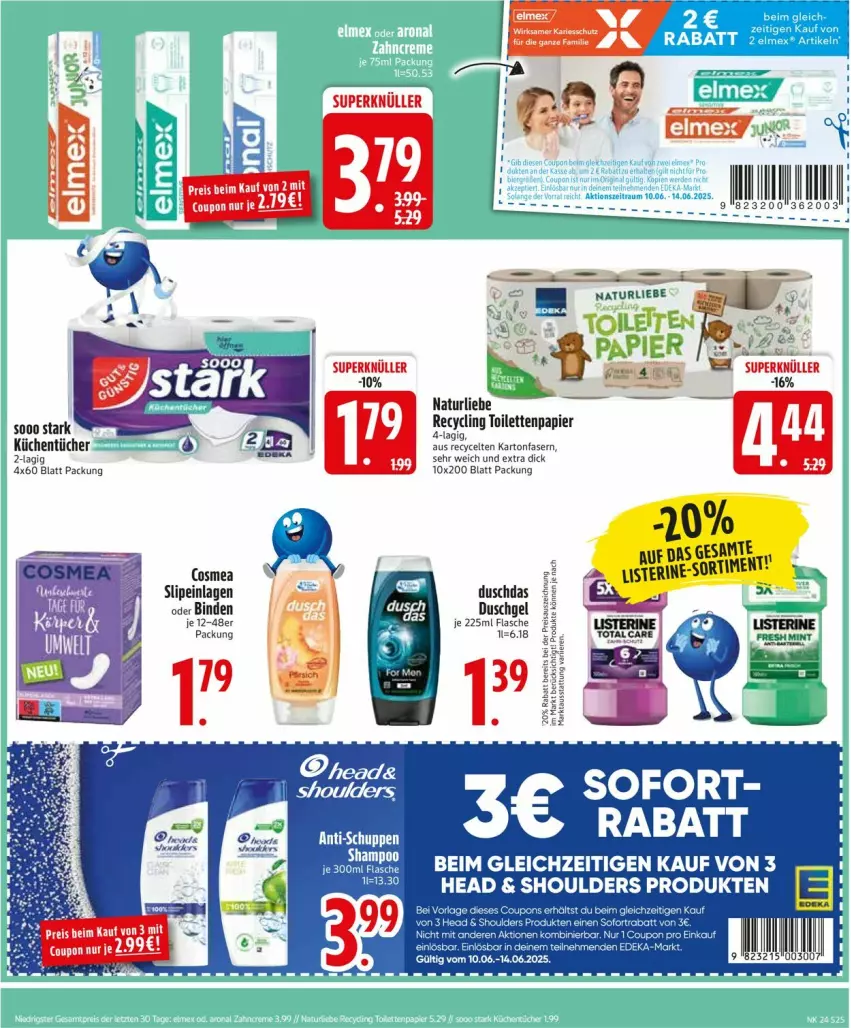 Aktueller Prospekt Edeka - Prospekte - von 09.06 bis 14.06.2025 - strona 25 - produkty: binden, Clin, cosmea, coupon, deka, duschdas, duschgel, eis, elle, flasche, küche, Küchen, küchentücher, mint, natur, papier, reis, slip, slipeinlagen, sofortrabatt, Ti, toilettenpapier, tücher