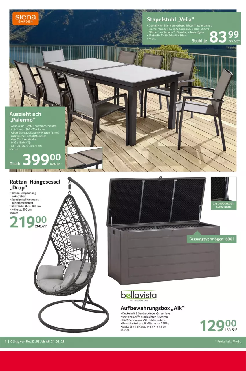 Aktueller Prospekt Selgros - Outdoorkatalog - von 23.03 bis 31.05.2023 - strona 4 - produkty: aufbewahrungsbox, decke, Deckel, hängesessel, sessel