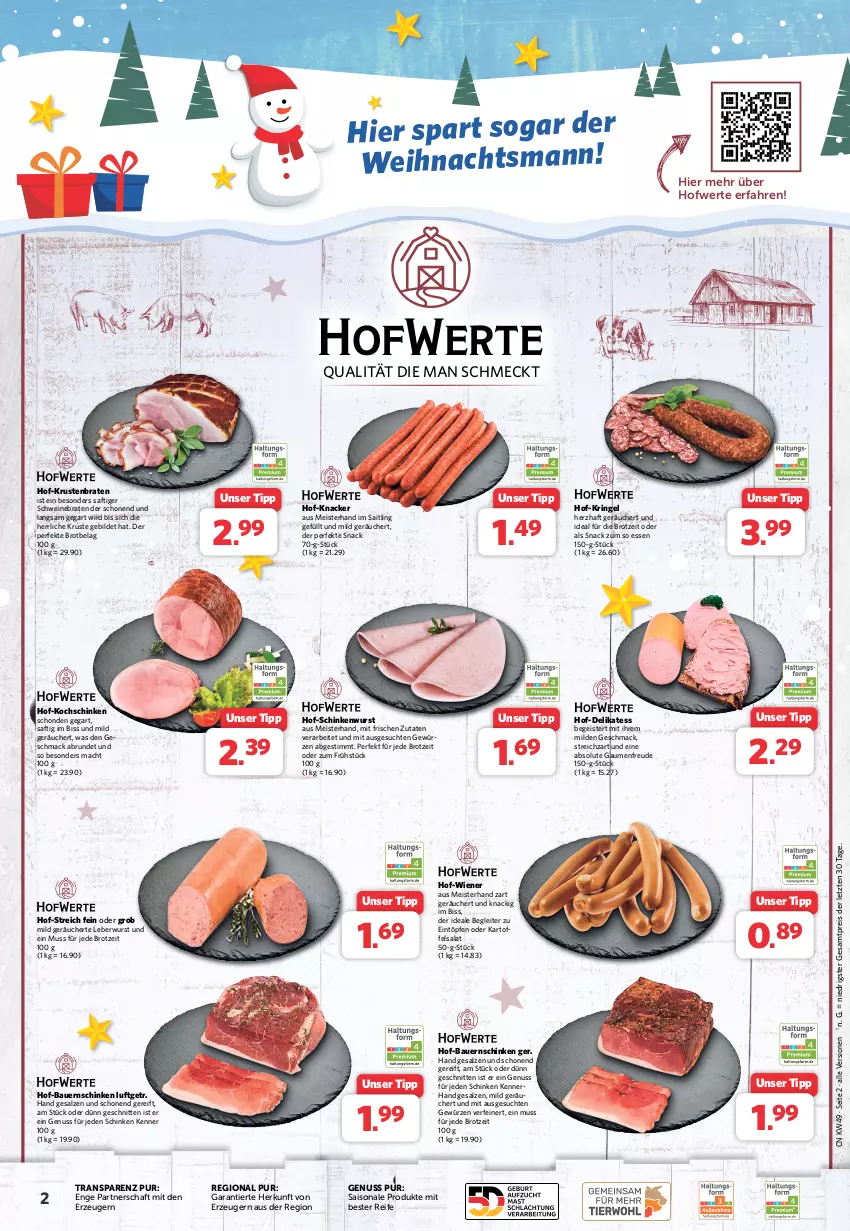 Aktueller Prospekt Combi - Prospekte - von 04.12 bis 09.12.2023 - strona 2 - produkty: auer, Bau, Bauer, Bauernschinken, braten, brot, eintöpfe, eis, gewürz, kartoffel, kartoffelsalat, knacker, kochschinken, krustenbraten, leberwurst, mac, Meister, nuss, reis, ring, saft, salat, salz, schinken, schinkenwurst, schnitten, schwein, schweine, schweinebraten, snack, Streichzart, Ti, wein, weine, wiener, wurst, ZTE