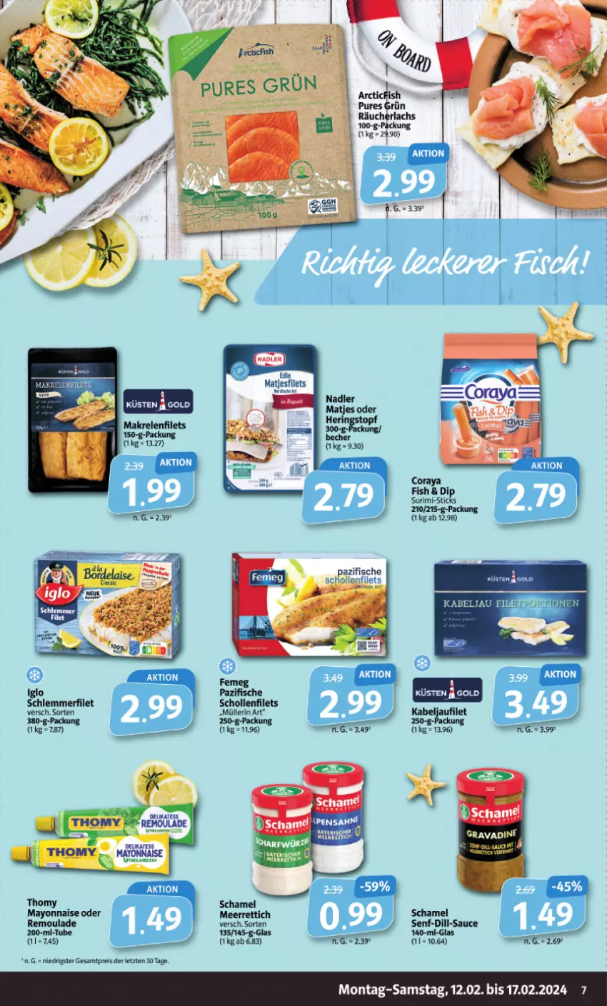 Aktueller Prospekt Markant - Prospekte - von 12.02 bis 17.02.2024 - strona 7 - produkty: eis, filet, filets, fisch, fische, iglo, lachs, Makrele, Makrelenfilets, mayonnaise, Müller, müllerin art, Räucherlachs, reis, rel, remoulade, sauce, schamel, schlemmerfilet, scholl, Schollenfilets, senf, thomy, Ti, Yo, ZTE