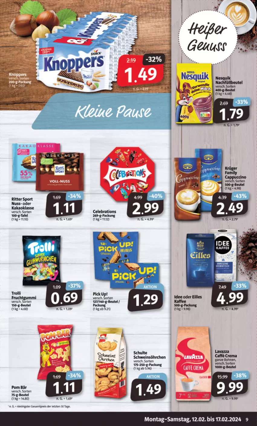 Aktueller Prospekt Markant - Prospekte - von 12.02 bis 17.02.2024 - strona 9 - produkty: beutel, eis, frucht, fruchtgummi, kaffee, kakao, nuss, Pick Up!, reis, ritter, ritter sport, schwein, Sport, Ti, trolli, trolli fruchtgummi, wein, ZTE