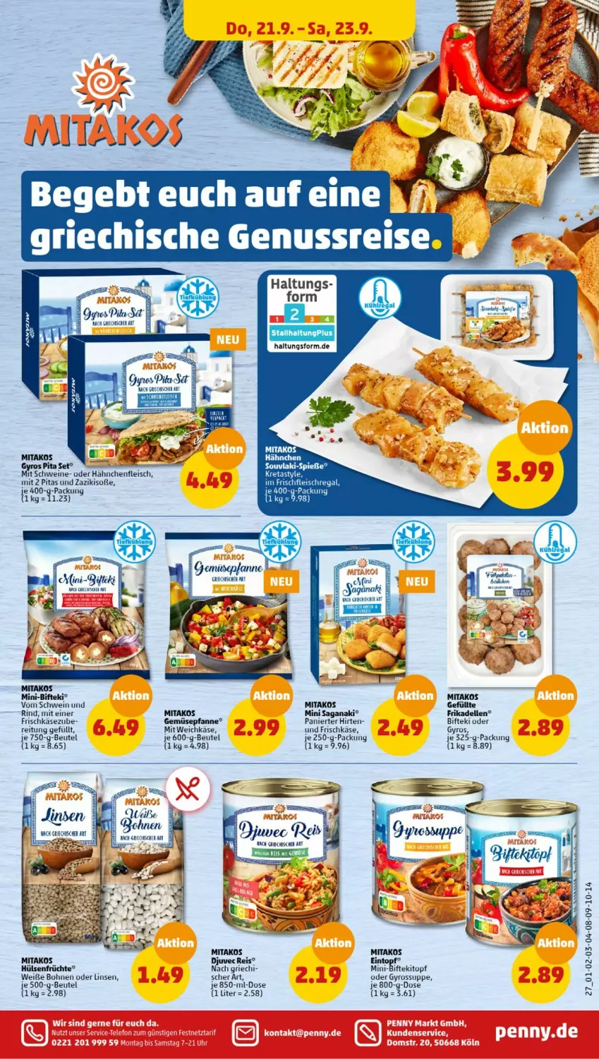 Aktueller Prospekt Penny - Prospekte - von 18.09 bis 23.09.2023 - strona 29 - produkty: beutel, Bifteki, bohne, bohnen, dell, Djuvec, eintopf, eis, elle, fleisch, frikadellen, frischkäse, früchte, gyros, Hähnchenfleisch, hülsenfrüchte, je 250-g-packung, Käse, linsen, mac, pfanne, regal, reis, rind, schwein, schweine, senf, Soße, suppe, topf, weichkäse, wein, weine, Weiße Bohnen, zaziki