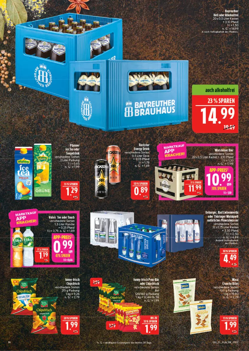 Aktueller Prospekt Marktkauf - Prospekt - von 14.06 bis 20.06.2026 - strona 10 - produkty: auer, bier, chips, chipsfrisch, elle, Rockstar, sac, steiner, Ti, warsteiner