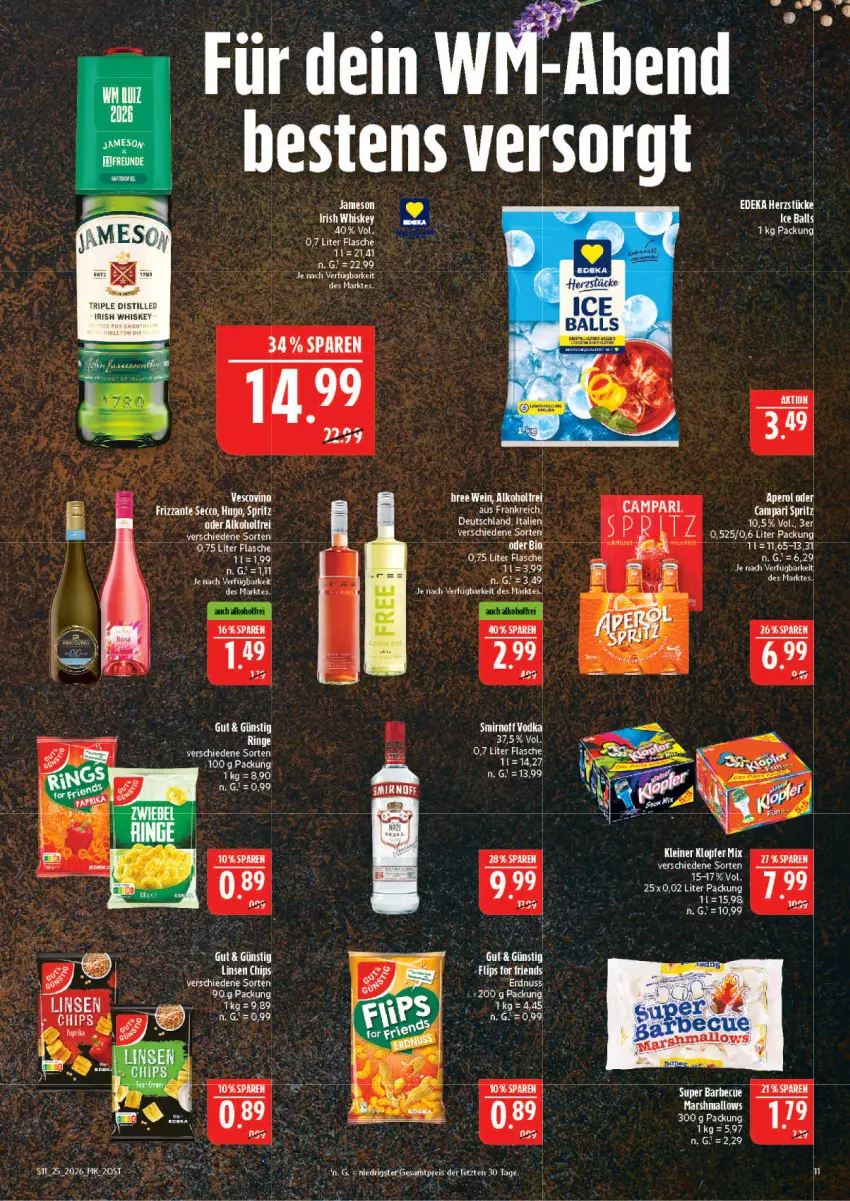 Aktueller Prospekt Marktkauf - Prospekt - von 14.06 bis 20.06.2026 - strona 11 - produkty: barbecue, bio, campari, eis, ente, erdnuss, flasche, irish whiskey, jameson, mars, nuss, reis, ring, Ti, whiskey