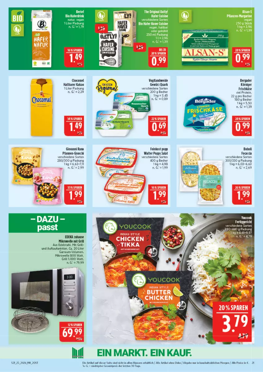 Aktueller Prospekt Marktkauf - Prospekt - von 14.06 bis 20.06.2026 - strona 21 - produkty: Becher, bergader, deka, edelstahl, eis, elle, feinkost, frischkäse, garraum, gewürz, gin, giovanni rana, gnocchi, grill, hafer, kakao, Käse, Körniger Frischkäse, mikrowelle, natur, pfanne, pfannen, Popp, quark, Rana, reis, salat, Ti, Yo, YouCook, ZTE