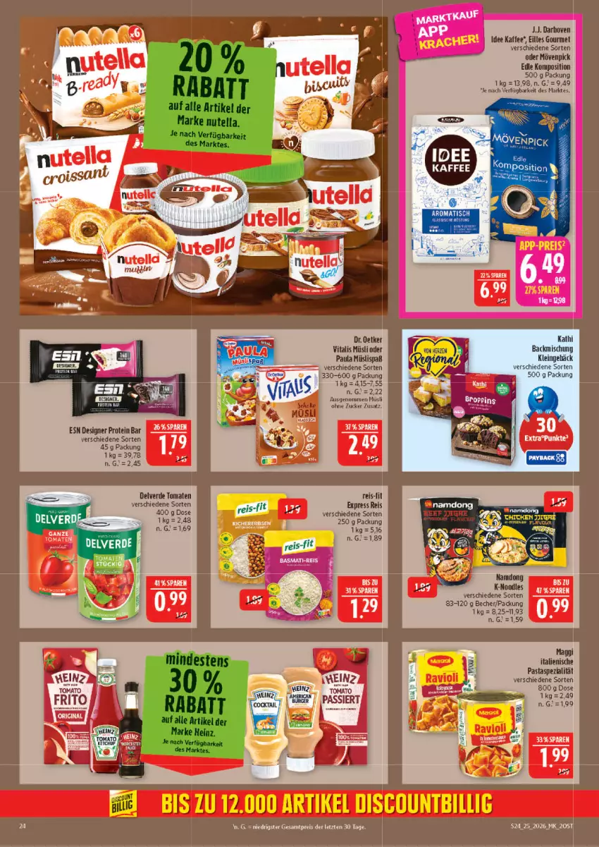 Aktueller Prospekt Marktkauf - Prospekt - von 14.06 bis 20.06.2026 - strona 24 - produkty: backmischung, Becher, darbo, darboven, Dr. Oetker, eilles gourmet, eis, erde, italienische pasta, kaffee, maggi, mövenpick, müsli, pasta, Paula, reis, tee, Ti, tomate, tomaten, vita, vitalis, vitalis müsli, zucker