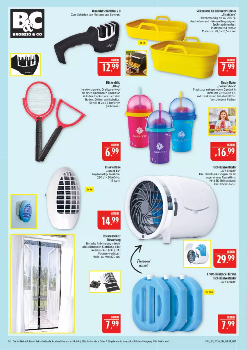 Aktueller Prospekt Marktkauf - Prospekt - von 14.06 bis 20.06.2026 - strona 34 - produkty: batterie, batterien, beleuchtung, bree, decke, Deckel, eis, elle, fritteuse, getränk, Heißluftfritteuse, insektenschutz, led-beleuchtung, Löffel, mac, messer, mikrowelle, mit led-beleuchtung, Ofen, reis, ring, Schere, sekt, Silikonform, spülmaschinen, Ti, tisch, usb, ventilator, weck