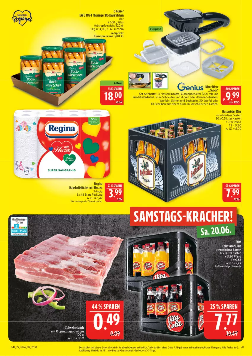 Aktueller Prospekt Marktkauf - Prospekt - von 14.06 bis 20.06.2026 - strona 43 - produkty: eier, limo, limonade, Rippen, schnitten, tee