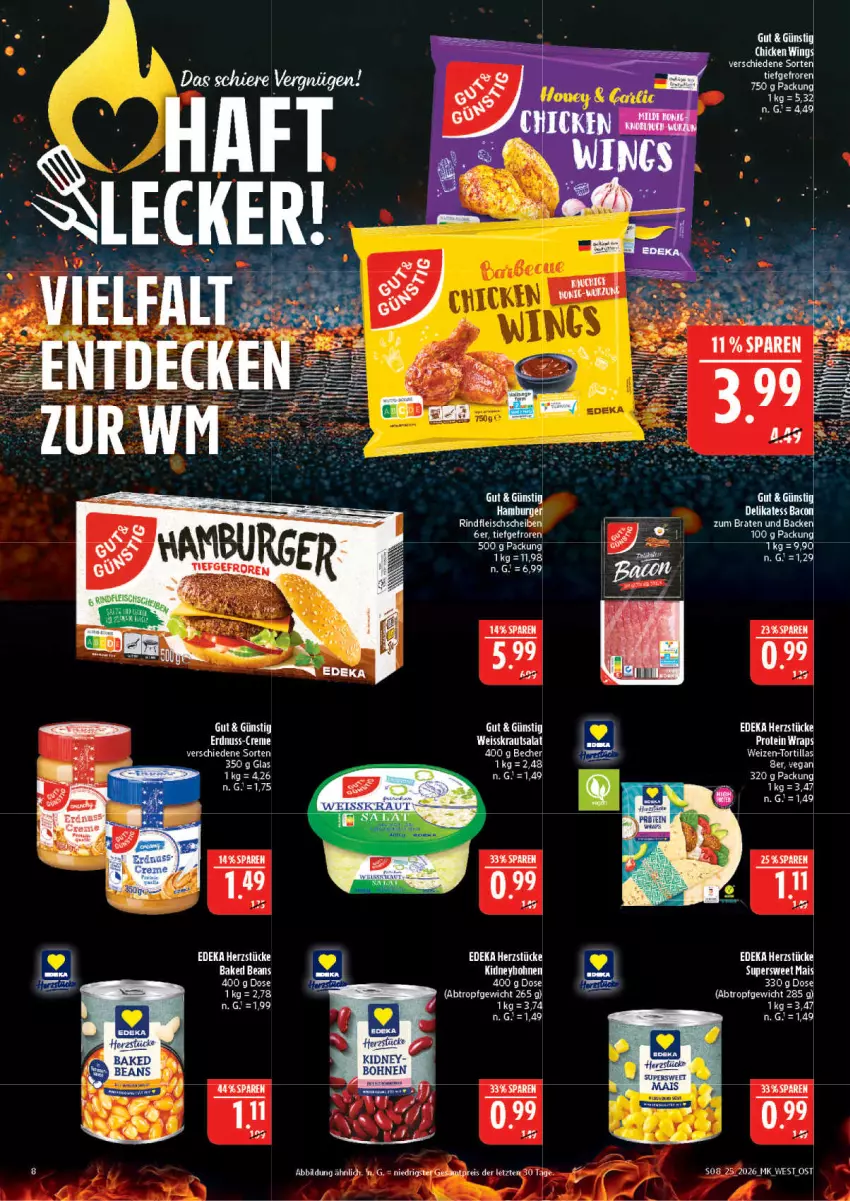 Aktueller Prospekt Marktkauf - Prospekt - von 14.06 bis 20.06.2026 - strona 8 - produkty: Becher, braten, burger, creme, eis, erdnuss, fleisch, hamburger, mais, nuss, rind, rindfleisch, tee, Ti
