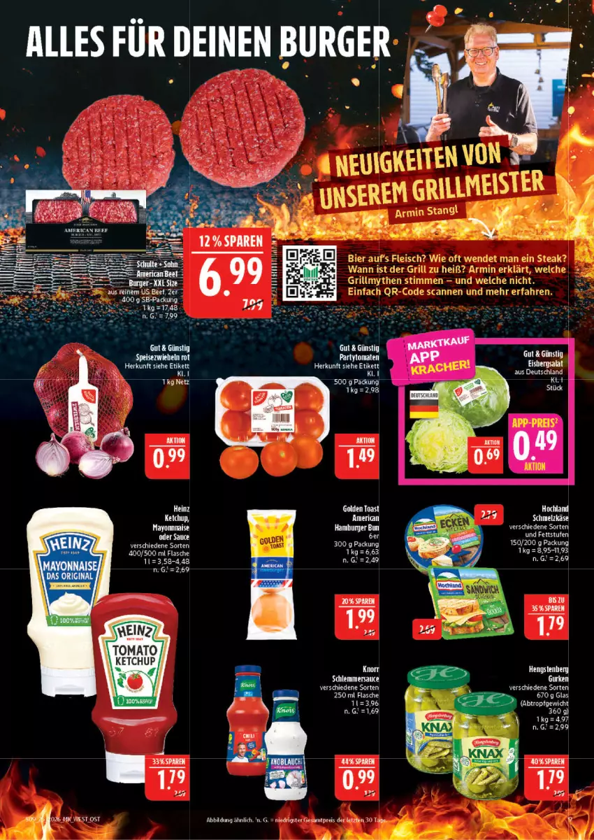 Aktueller Prospekt Marktkauf - Prospekt - von 14.06 bis 20.06.2026 - strona 9 - produkty: beef, eis, Elan, elle, flasche, grill, hochland, Käse, ketchup, lion, Meister, Schmelzkäse, teller, Ti, tomato ketchup, Yo