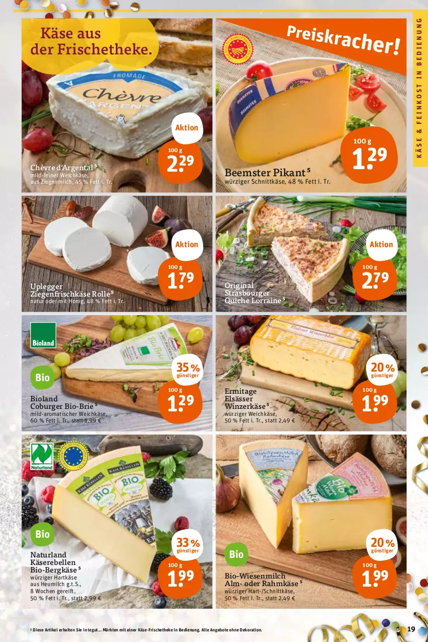 Aktueller Prospekt Tegut - Angebote der Woche - von 27.12 bis 31.12.2022 - strona 21 - produkty: angebot, angebote, Beemster, Bergkäse, bio, bioland, brie, burger, dekoration, Egger, elle, feinkost, frischkäse, gin, hartkäse, Heu, heumilch, honig, Käse, Käserebellen, milch, natur, naturland, Quiche, rebell, schnittkäse, Ti, tisch, weichkäse, ziegenfrischkäse, ZTE