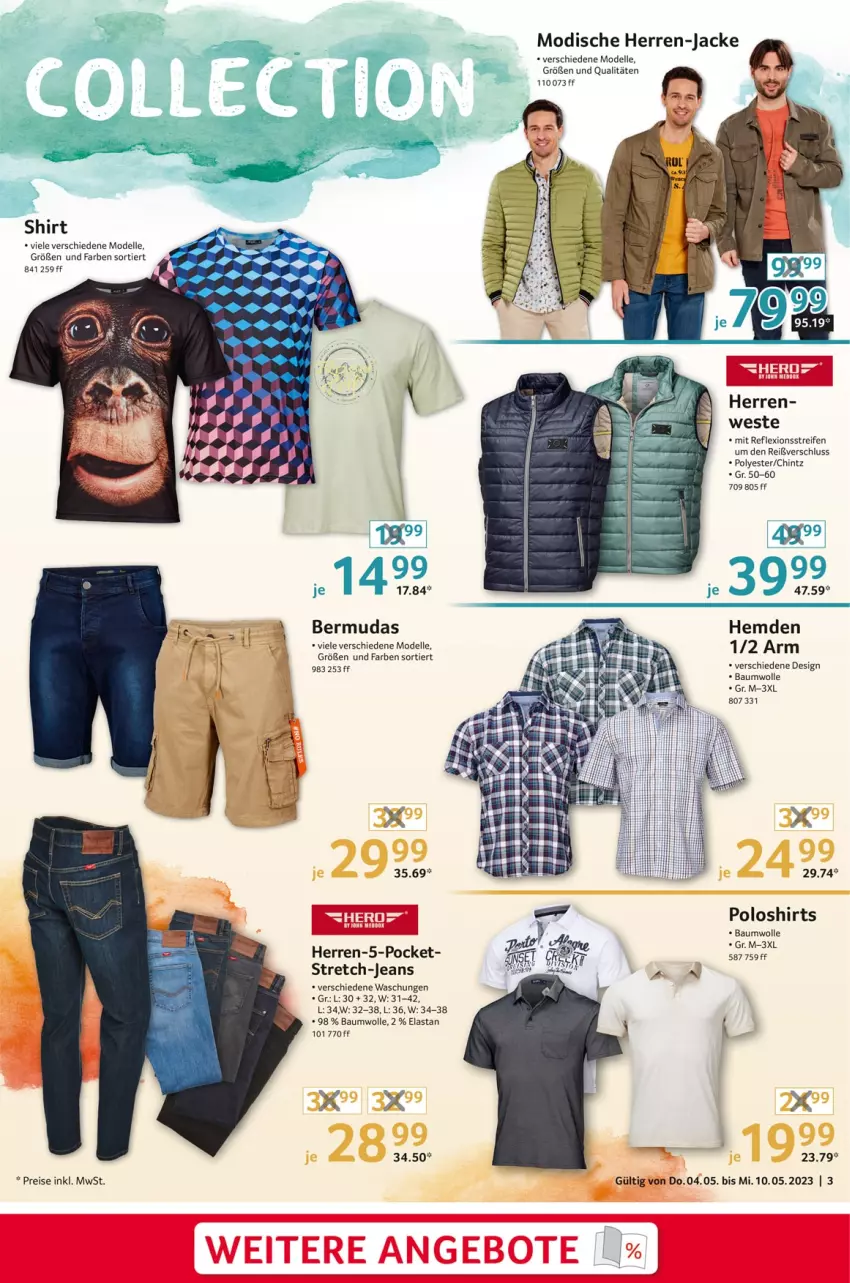 Aktueller Prospekt Selgros - Nonfood - von 04.05 bis 10.05.2023 - strona 3 - produkty: Bau, baumwolle, bermuda, bermudas, dell, eis, elle, hemd, hemden, Jacke, jeans, Mode, poloshirt, reifen, reis, shirt, shirts, Ti, Weste, wolle