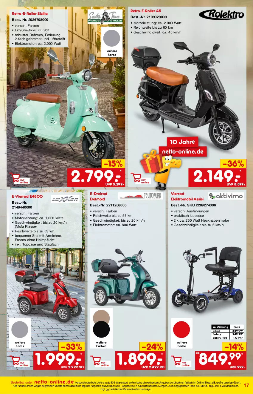 Aktueller Prospekt Netto Marken-Discount - Online-Angebote März - von 27.02 bis 06.03.2022 - strona 17 - produkty: akku, angebot, Dreirad, E-Roller, eis, Elektro, ndk, reis, Roller, Ti, tisch, versandkostenfrei, ZTE