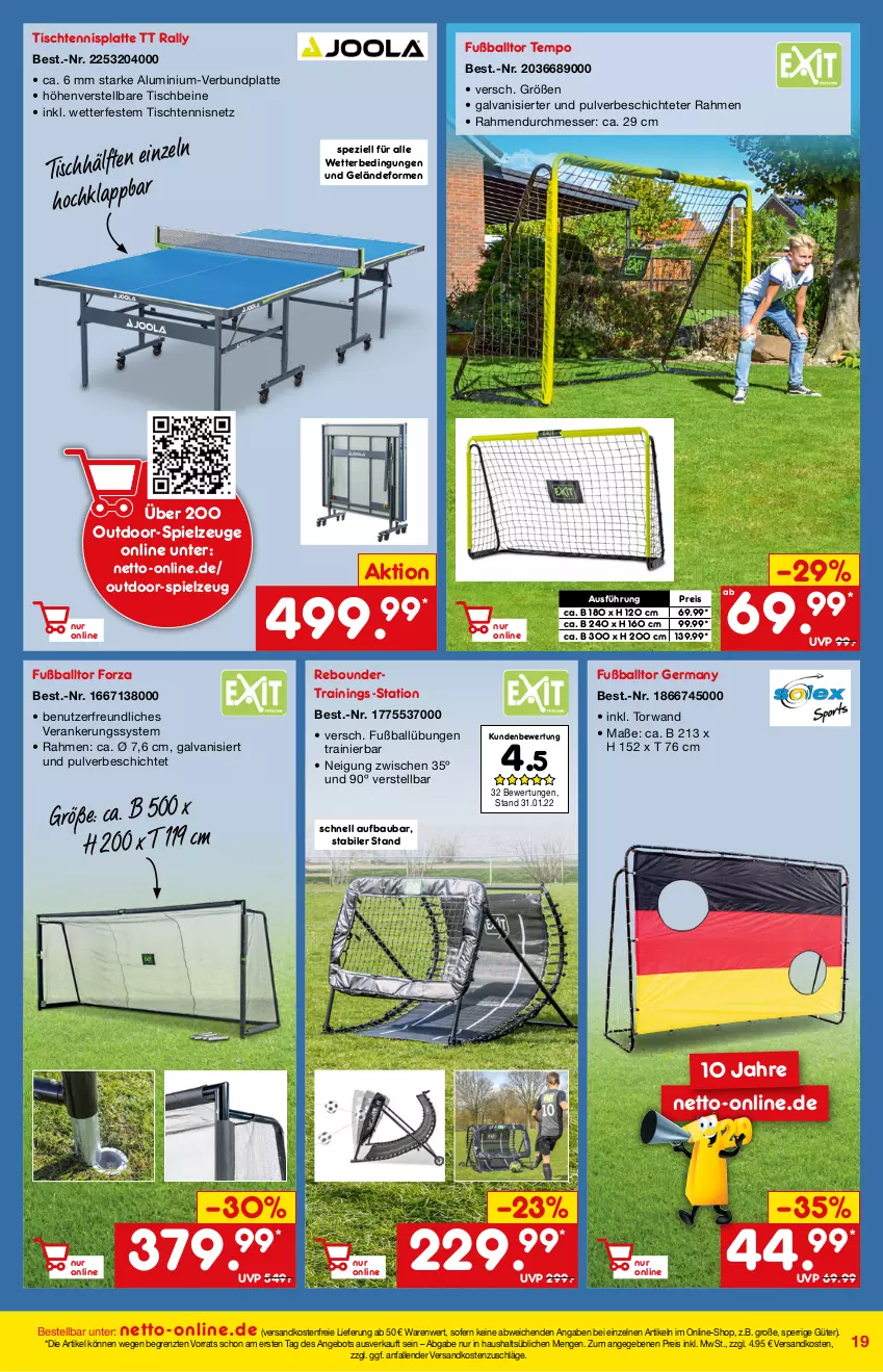 Aktueller Prospekt Netto Marken-Discount - Online-Angebote März - von 27.02 bis 06.03.2022 - strona 19 - produkty: angebot, ball, Bau, eis, Fußball, Germ, latte, messer, ndk, reis, Spezi, spielzeug, Tempo, Ti, tisch, versandkostenfrei, ZTE