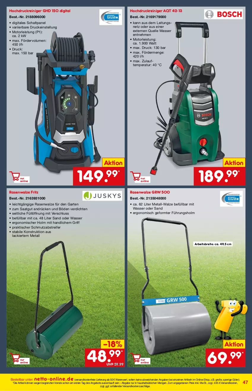 Aktueller Prospekt Netto Marken-Discount - Online-Angebote März - von 27.02 bis 06.03.2022 - strona 47 - produkty: angebot, Brei, eis, elle, fritz, Garten, hochdruckreiniger, lack, ndk, rasen, reiniger, reis, Schal, Ti, tisch, versandkostenfrei, wasser, ZTE