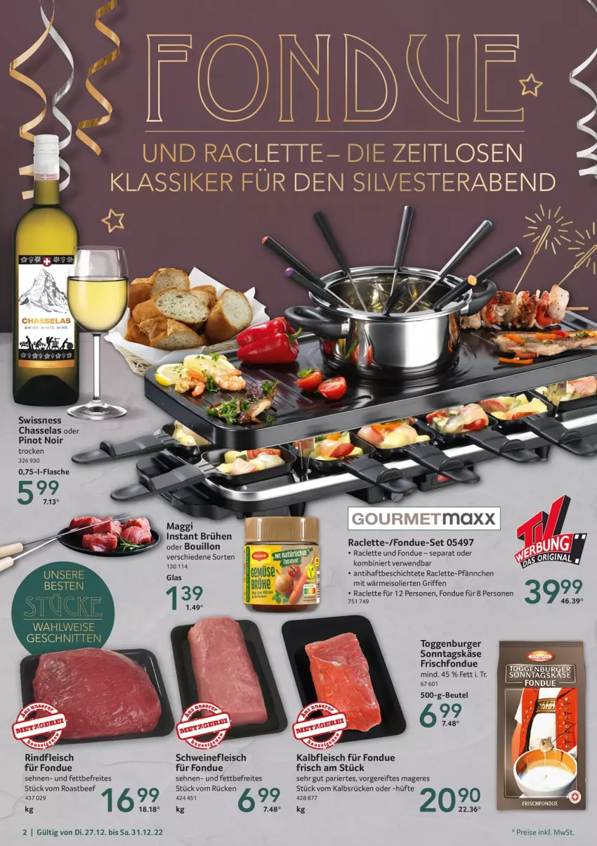 Aktueller Prospekt Selgros - Food - von 27.12 bis 31.12.2022 - strona 2 - produkty: beef, Brühe, burger, eis, fleisch, Fondue, Kalbfleisch, Käse, Pinot, pinot noir, reis, rind, rindfleisch, roastbeef, rwe, schnitten, schwein, Ti, wein