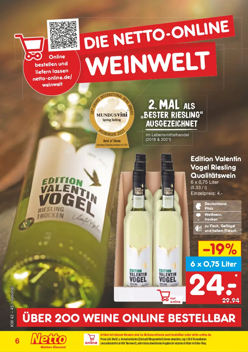 Aktueller Prospekt Netto Marken-Discount - Weinbroschüre - von 18.10 bis 05.12.2021 - strona 6