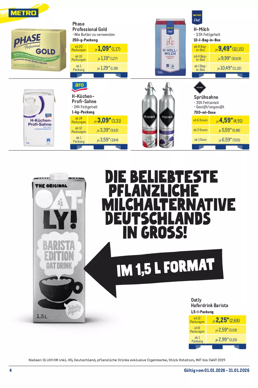 Aktueller Prospekt Metro - Monats-Menü - von 01.01 bis 31.01.2026 - strona 4 - produkty: bag-in-box, butter, drink, gin, hafer, Haferdrink, küche, Küchen, küchenprofi, milch, rwe, sahne, Ti