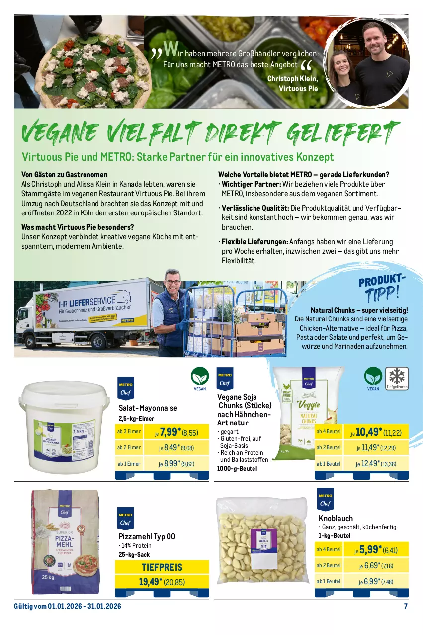 Aktueller Prospekt Metro - Monats-Menü - von 01.01 bis 31.01.2026 - strona 7 - produkty: angebot, ball, beko, beutel, broccoli, brot, croutons, eier, eimer, eis, ente, gewürz, hummus, kartoffel, Kartoffelknödel, knoblauch, Knödel, küche, Küchen, mac, marinade, mayonnaise, mehl, Metro, Mode, natur, natura, nudel, nudeln, pasta, pfanne, pfannen, pizza, Pizzamehl, Popp, Rauch, reis, rezept, sac, salat, salate, soja, Ti, tiefpreis, Tiere, wrap, wraps, würfel, Yo