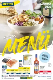 Gazetka promocyjna Metro - Monats-Menü - Gazetka - ważna od 31.01 do 31.01.2026 - strona 1 - produkty: alkohol, angebot, aqua, erbsen, flasche, getränk, getränke, kichererbsen, lachs, Metro, metro gastro, Palette, rama, ramazzott, ramazzotti, rwe, Sport, Ti, zott