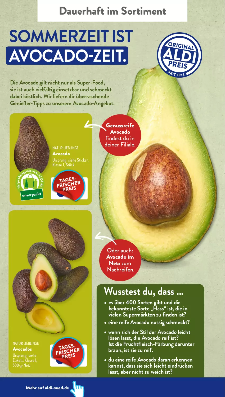 Aktueller Prospekt AldiSud - NÄCHSTE WOCHE - von 25.07 bis 30.07.2022 - strona 18 - produkty: aldi, angebot, auer, avocado, avocados, braun, eis, fleisch, frucht, fruchtfleisch, natur, nuss, reifen, Ti