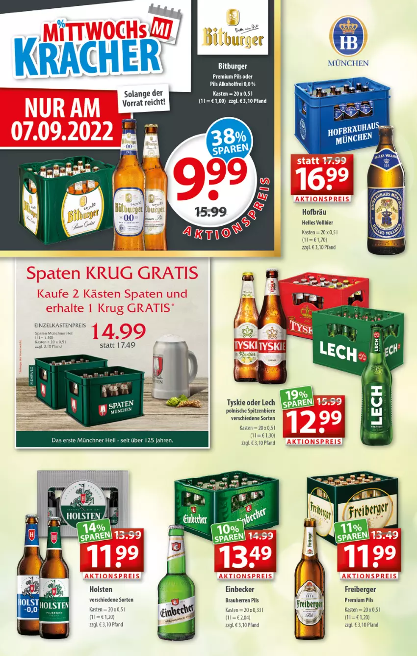 Aktueller Prospekt Getraenkeland - von 05.09 bis 17.09.2022 - strona 2 - produkty: Berger, bier, Biere, bitburger, burger, eier, eis, elle, Freiberger, holsten, pils, premium pils, reis, rel, tee, tyskie