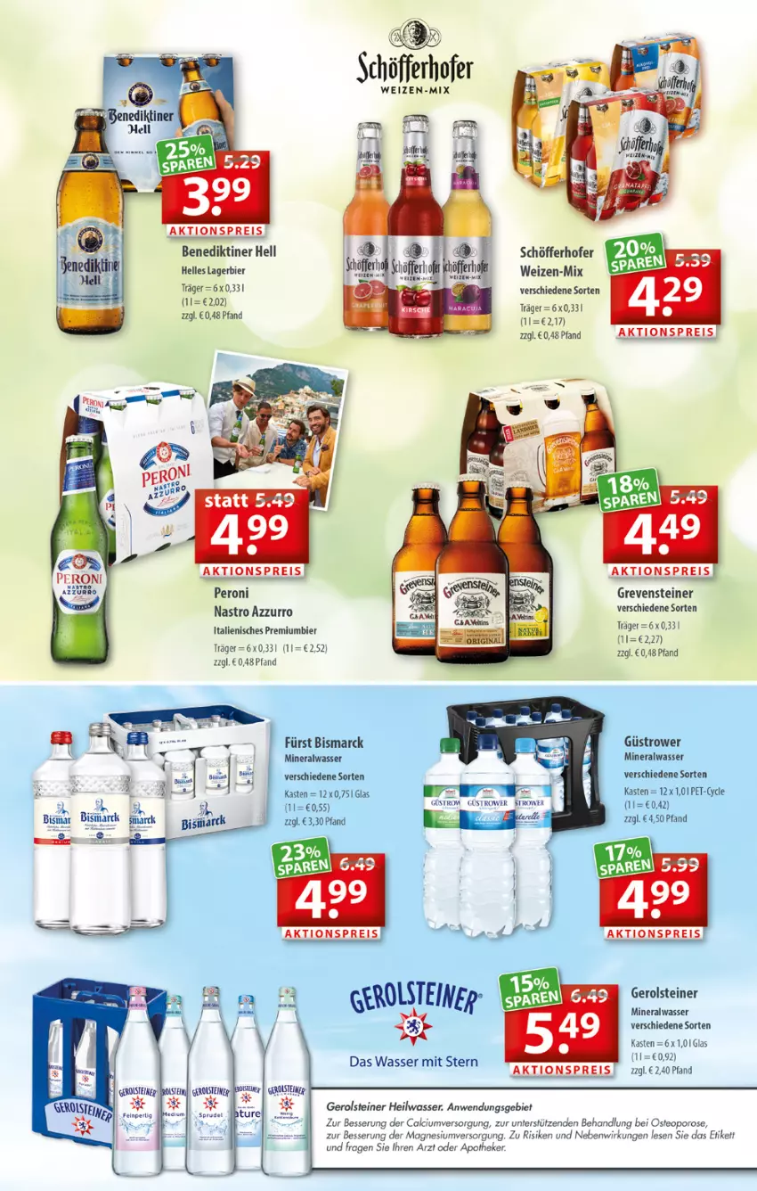 Aktueller Prospekt Getraenkeland - von 05.09 bis 17.09.2022 - strona 5 - produkty: aktionspreis, Alwa, Apotheke, Benediktiner, bier, bismarck, Calcium, eis, elle, gerolsteine, gerolsteiner, grevensteiner, Lagerbier, magnesium, mineralwasser, Peroni, Premiumbier, reis, schöfferhofer, steiner, Ti, wasser