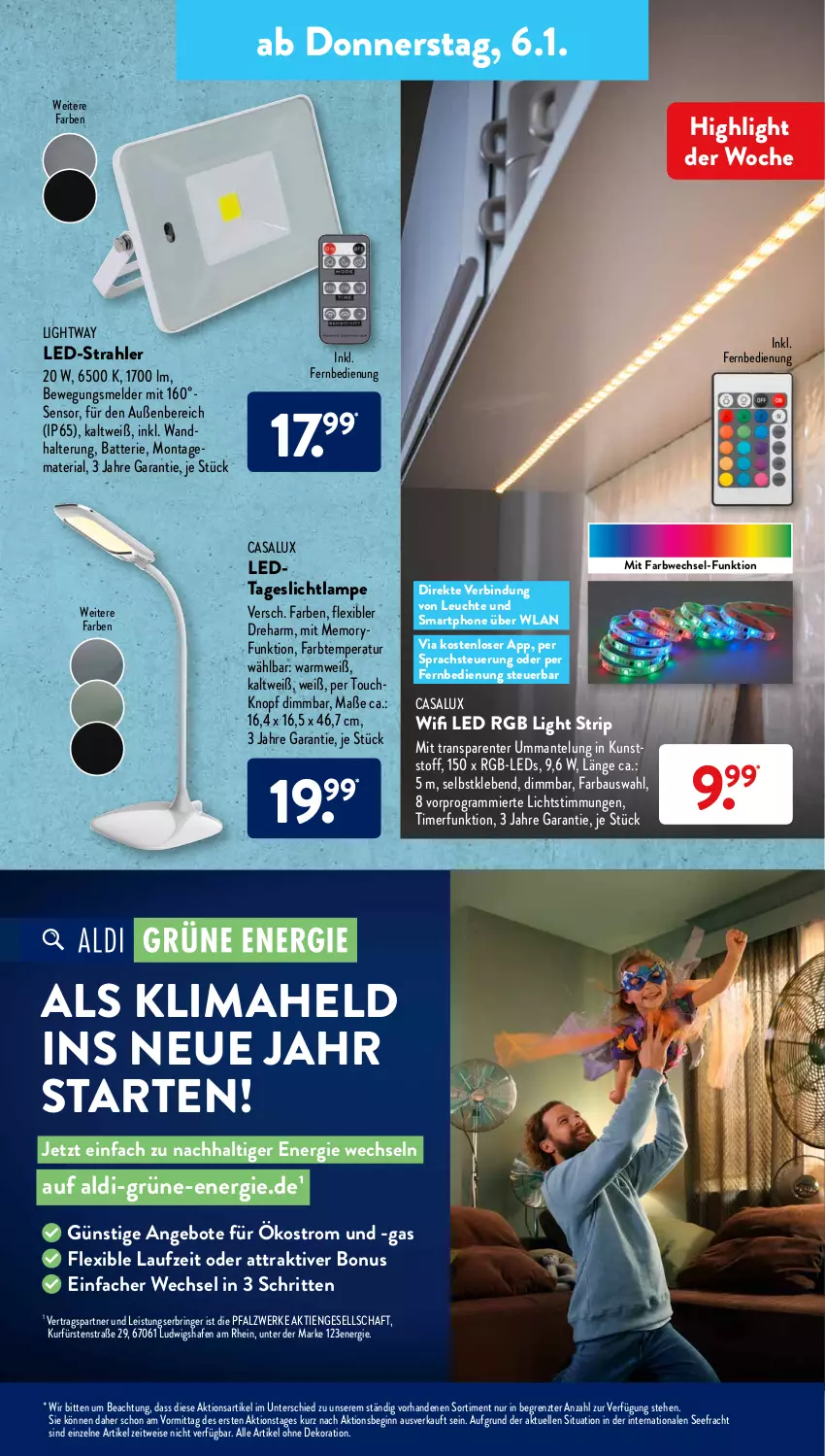 Aktueller Prospekt AldiSud - ALDI Aktuell - von 03.01 bis 08.01.2022 - strona 23 - produkty: aldi, alle artikel ohne dekoration, angebot, angebote, batterie, Bau, dekoration, eis, elle, ente, fernbedienung, gin, Lampe, leds, Leuchte, Mantel, Ria, ring, smartphone, Tageslichtlampe, Ti, timer, ZTE