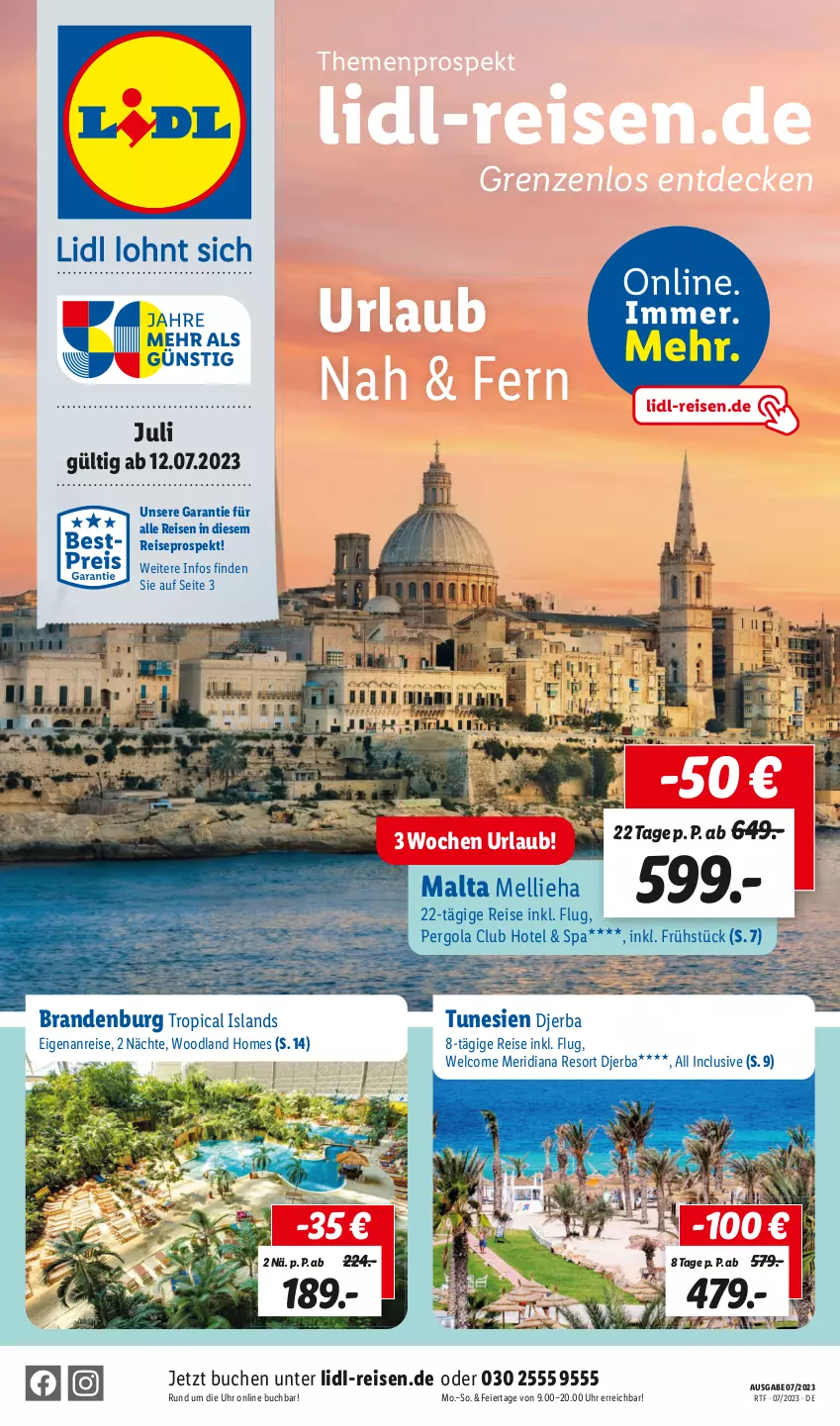 Aktueller Prospekt Lidl - Urlaub Nah & Fern - von 12.07 bis 15.08.2023 - strona 1 - produkty: buch, decke, eier, eis, reis, Ti, uhr