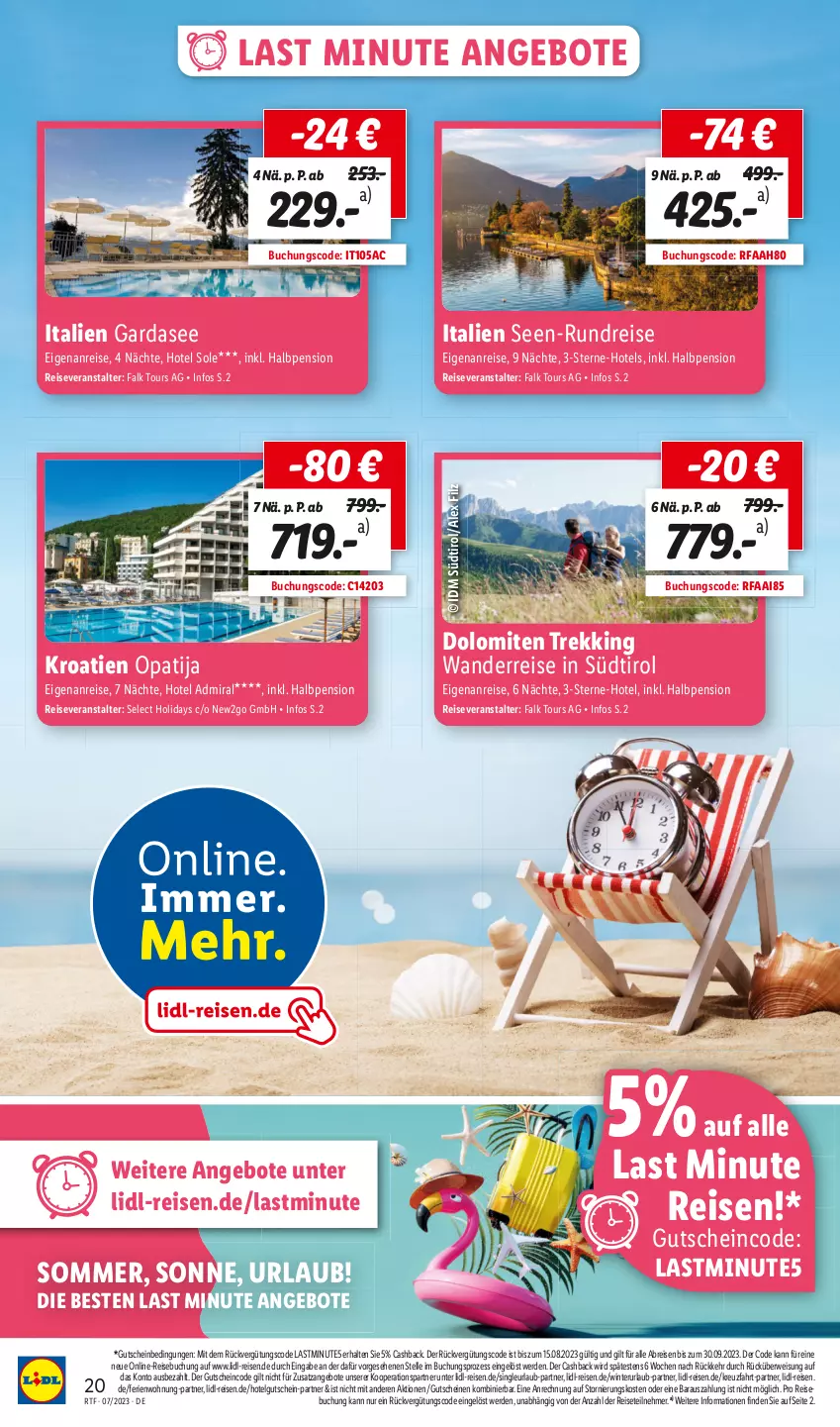 Aktueller Prospekt Lidl - Urlaub Nah & Fern - von 12.07 bis 15.08.2023 - strona 20 - produkty: angebot, angebote, Brei, buch, eis, elle, erde, gutschein, gutscheine, italien gardasee, LG, reis, reiseveranstalter, rwe, Ti, usb