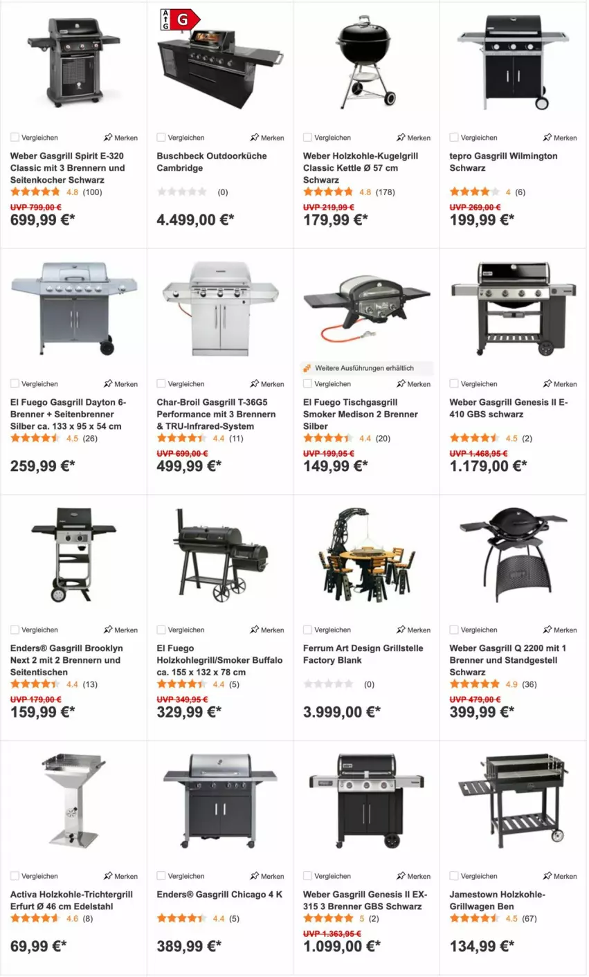 Aktueller Prospekt Obi - Prospekte - von 18.03 bis 31.03.2022 - strona 8 - produkty: activa, char-broil, edelstahl, elle, enders, gasgrill, grill, Holz, holzkohle, holzkohlegrill, Kocher, Kohlegrill, küche, Kugel, kugelgrill, LG, rum, tepro, Ti, tisch, Trichtergrill, weber